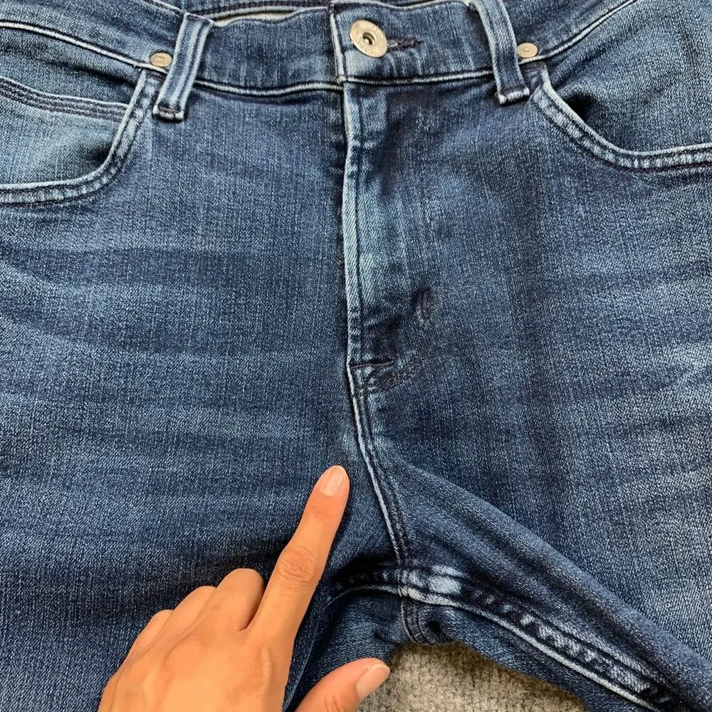 Hudson Jeans Mens 33 Blake Slim Straight Zip Fly Mid Rise Pocket Whiskered Denim
